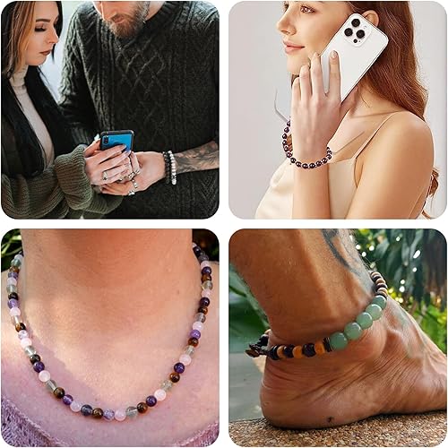 Miniatura 5 de Raicegs 470 cuentas de cristal de 0.315 pulgadas para hacer joyas, cuentas de piedra natural para pulseras, kits para adultos, piedras preciosas