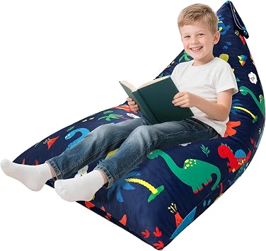 Lukeight Dinosaur Bean Bag Chair for Kids Teens Adults, Memory Foam Bean Bag Sofa with Removable Cover, Cozy Beanbag Chair for Living Room, Lazy Sofa for Gaming and Reading, X-Large