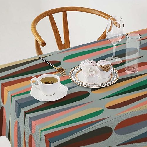 Miniatura 308 de Mantel floral hippie, diseño retro de los años 70, naranja, rosa, azul, floral, bohemio, estampado estético de margaritas, para fiesta, picnic