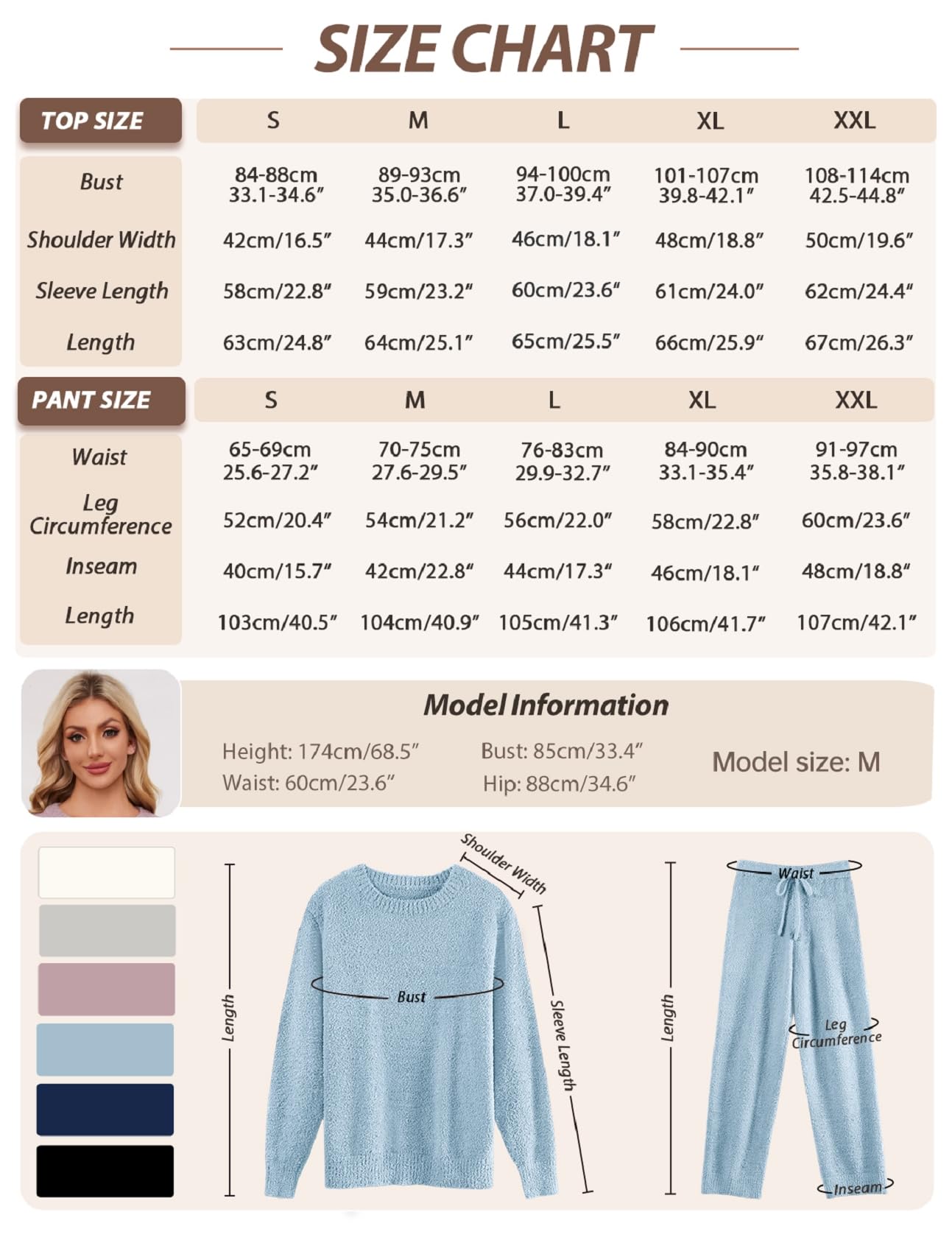 Ensemble de pyjama 2 pièces en polaire pelucheuse pour femme - Ensemble de détente chaud à manches longues en tricot - Pull et pantalon