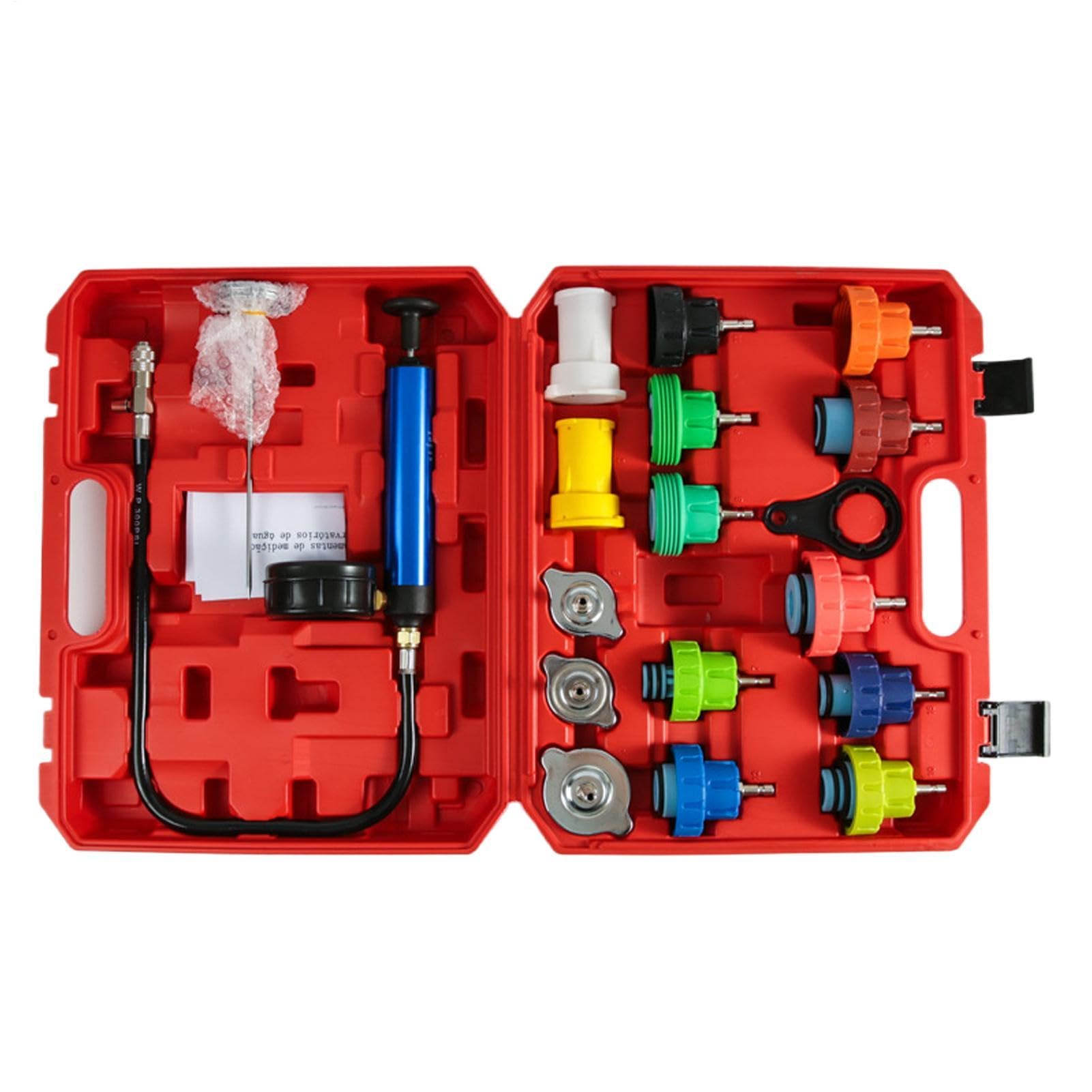 Kit per Test Pressione Impianto Refrigerante Test rapido per impieghi | Tester Perdite con Kit Riempimento Sottovuoto Liquido Refrigerante per officina veicoli camper suv riparazione