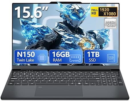 Laptop, 15.6 inch Laptops Computer with Twin Lake N150 ProcessorBeat to i3-1115G4, up to 3.6GHz, 16GB RAM 1TB SSD, Metal Shell Laptops, Backlit Keyboard with Fingerprint Unlock Lap Top, Win 11 Pro