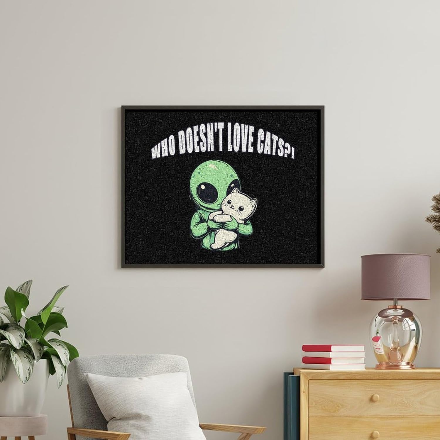 Alien Cats Who Doesn'T Love Cats Paint by Numbers for Adults DIY Oil Painting Kit Digital Paintings on Cotton Abstract Artwork 22x18 Inch