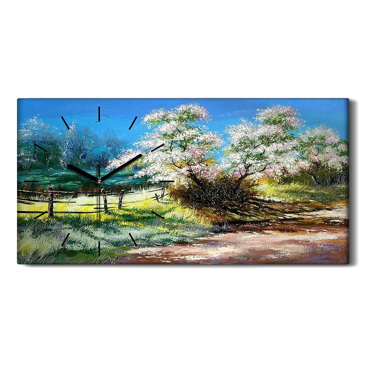 Horloge sur toile art moderne 60x30cm avec mécanisme silencieux et finition de haute qualité