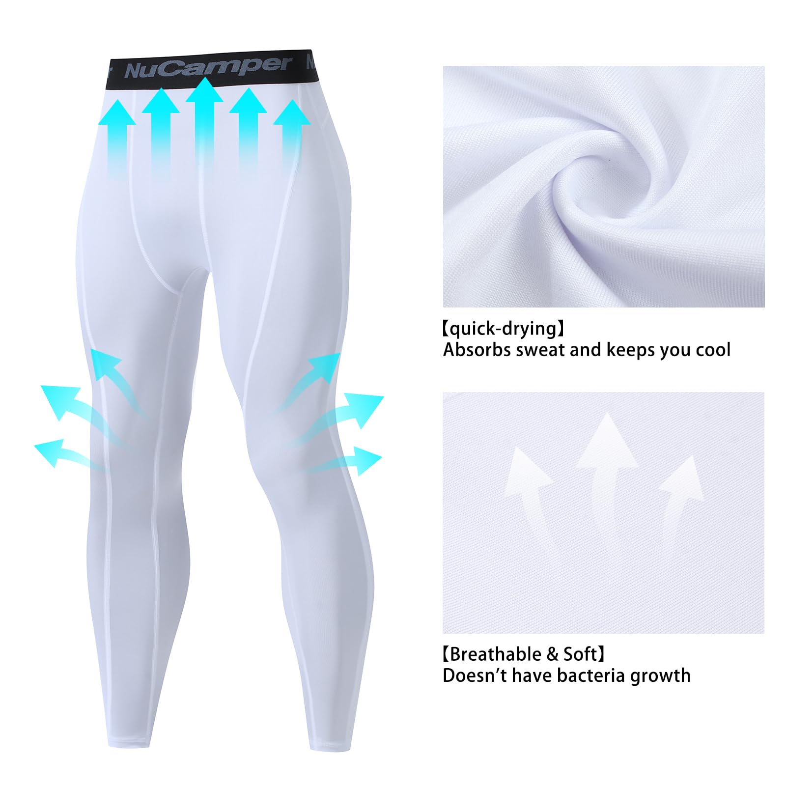 NuCamper Pantalones de Compresión para Hombres, Correr Baselayer Leggings, Secado Rápido, Entrenamiento Atlético