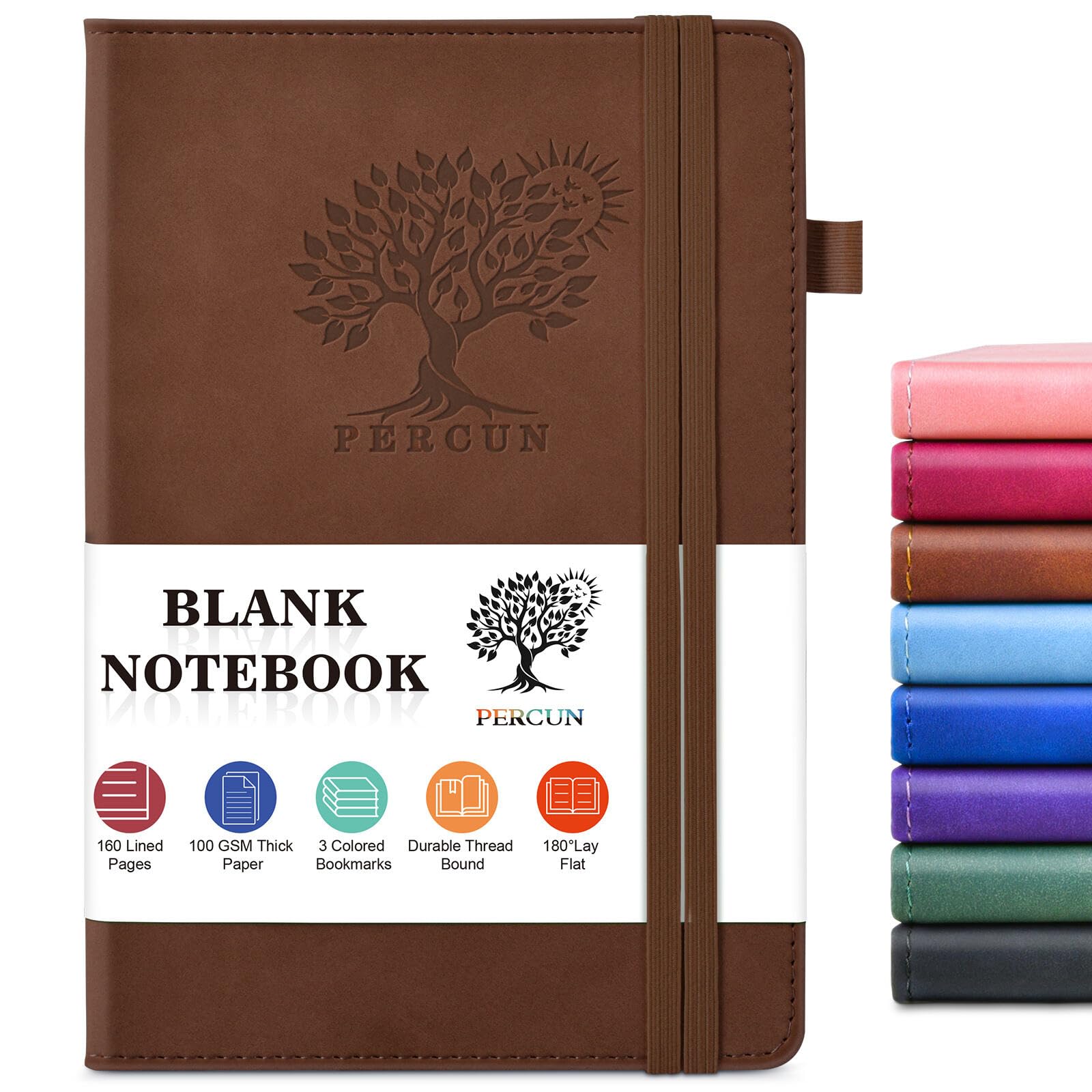 Blank Journal Ntebook for Men & Women, 160 Pages Blank Journals for Writing, Drawing,Sketch Book,5.9" x 8.5" Leather Sketchbook, Unlined Notebook for Work, School, Art (Brown)