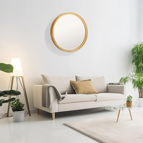 Miniatura 13 de Espejo de pared, espejo redondo, espejos decorativos con marco de madera para baño, entradas, salas de estar y tocador, dormitorio