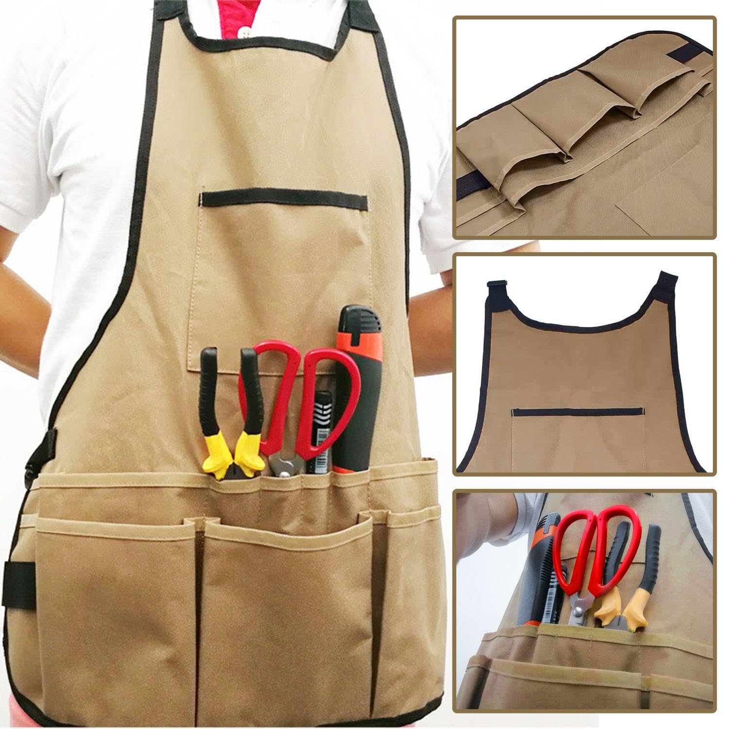 1 Delantal Para Almacenamiento De Jardín Y 1 Par De Guantes Protectores, Delantal De Trabajo, Delantal Impermeable, Delantal Resistente Al Desgaste, Accesorios De Jardinería