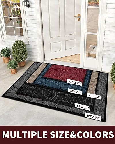 Miniatura 2 de Yimobra Tapete para puerta delantera para interiores y exteriores, 29.5 x 17 pulgadas, impermeable, para todas las estaciones, para entrada