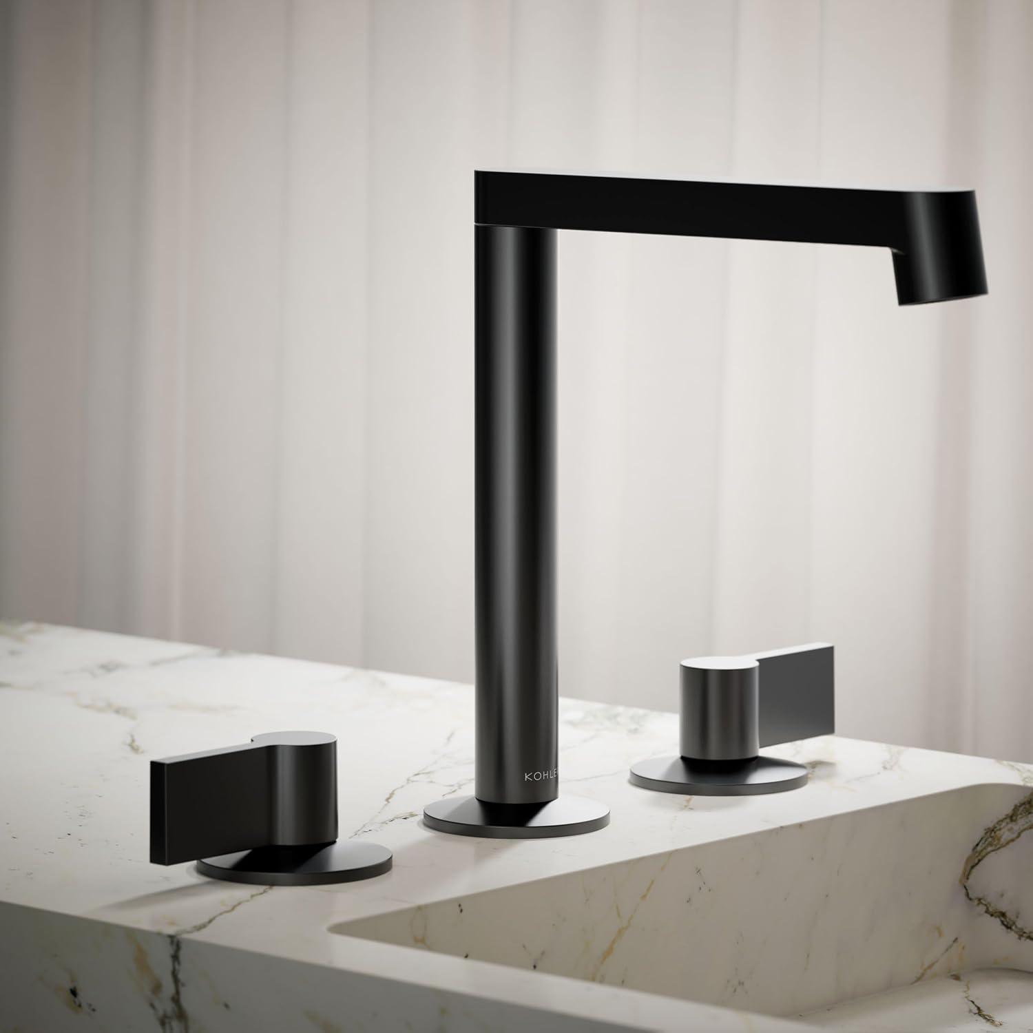 Kohler 77969-BL Components® Bathroom sink faucet spout with Row design, 1.2 gpm, Matte Black