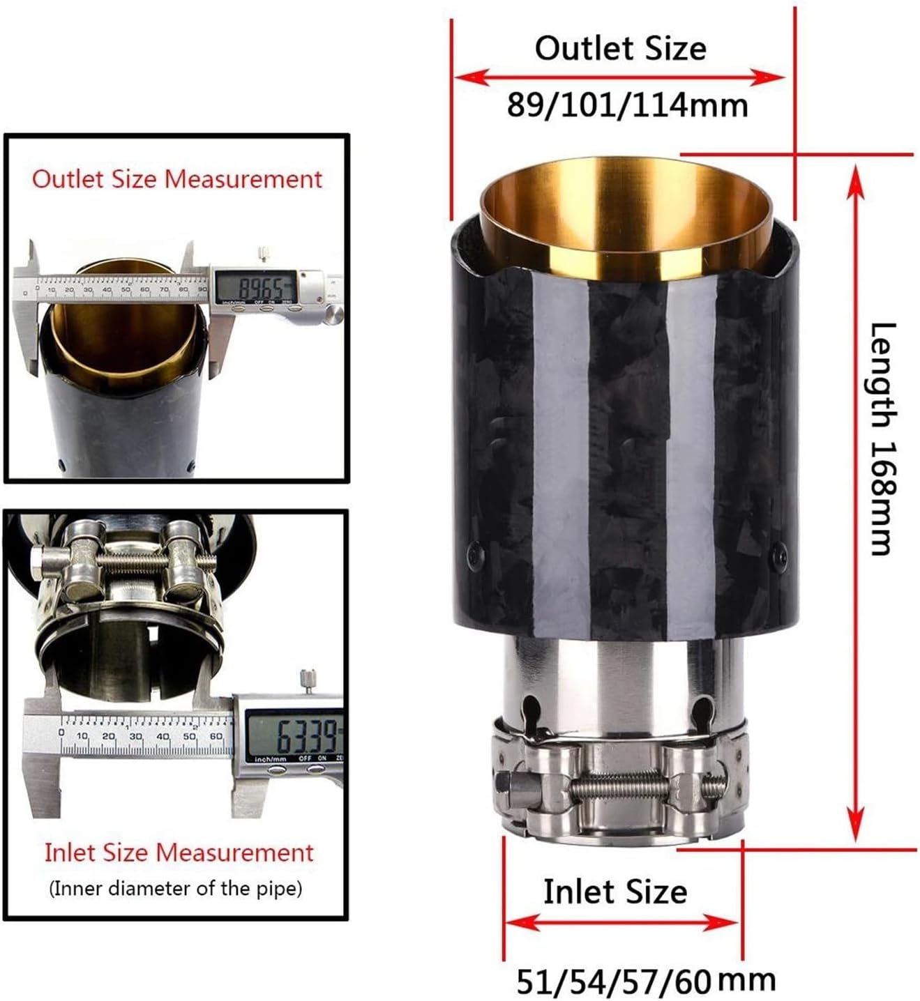 車の排気チップ 車ユニバーサルストレートエッジ光沢のある炭素繊維ゴールドパイプ排気マフラー先端排気エンドパイプテールパイプ先端 排気 排気テールマフラー  車用ユニバーサルストレートエッジ光沢鍛造カーボンファイバー排気マフラーチップテールパイプチップ、黄色の ... 車用排気管 車ユニバーサルストレートエッジ光沢のある鍛造カーボンファイバーゴールドパイプエキゾーストマフラー先端排気エンドパイプテー