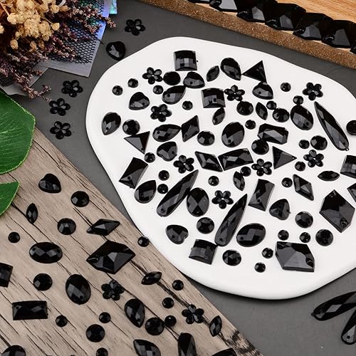 Miniatura 4 de Umillars 500 piezas de diamantes de imitación acrílicos mixtos para coser en la parte posterior plana, gemas acrílicas de cristal para manualidades,