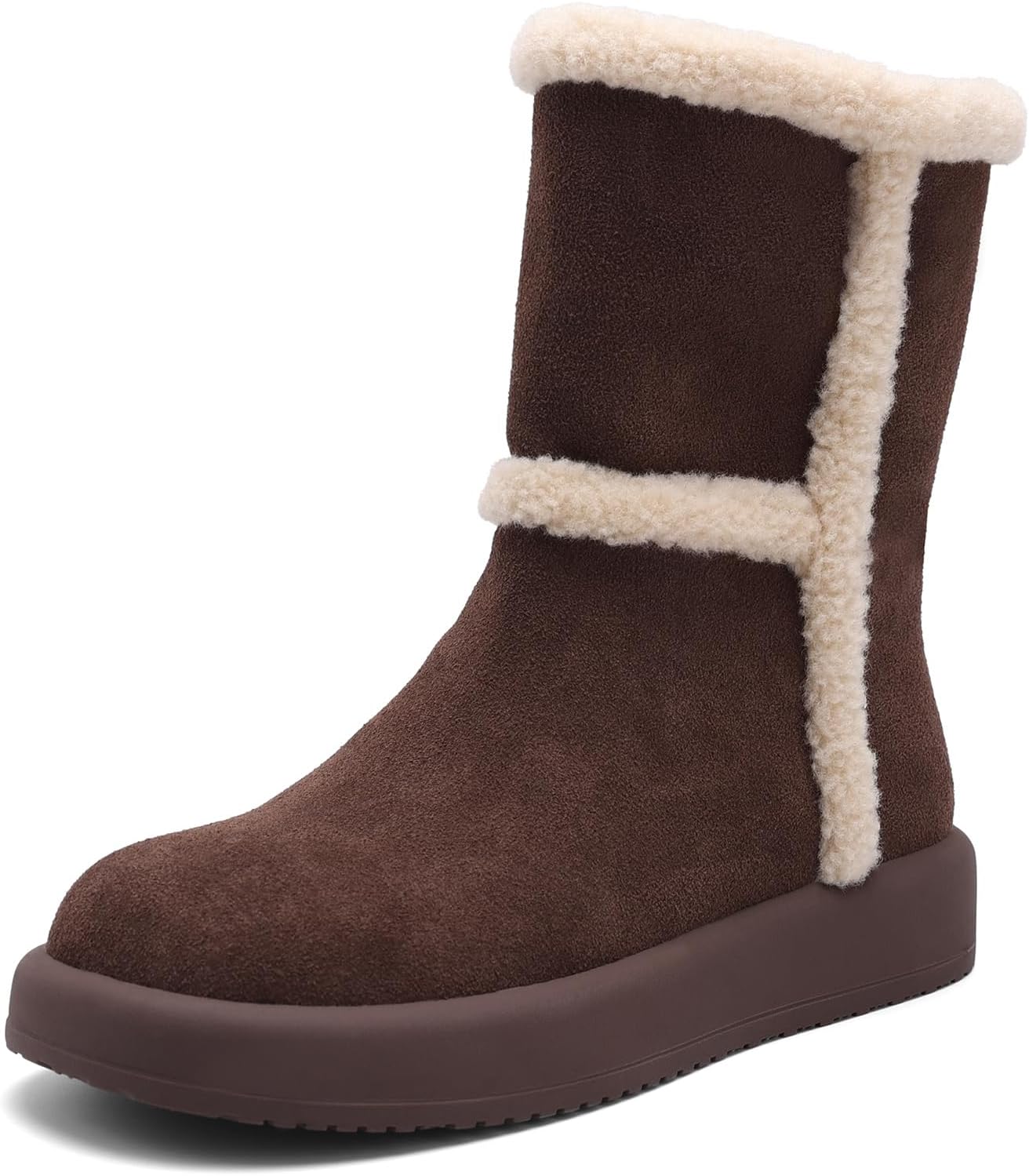 Winter Snow Boots for Women Fur Lined Mid-Calf Women Boots Warm & Comfartable Suede Upper Booties for Outdoors & Indoors Use