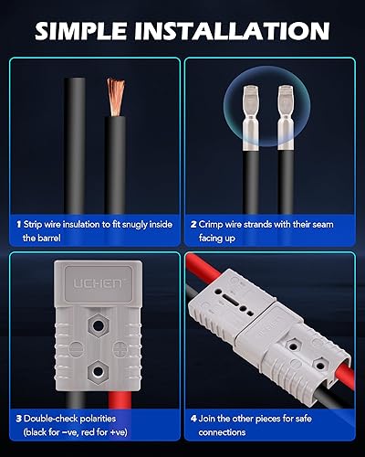 Vista 28 de Orion Motor Tech Paquete de 4 conectores de cable, kit de enchufe de arnés de cables de 50 A para cables de calibre 6-12, batería de 12 V-36 V, Rojo