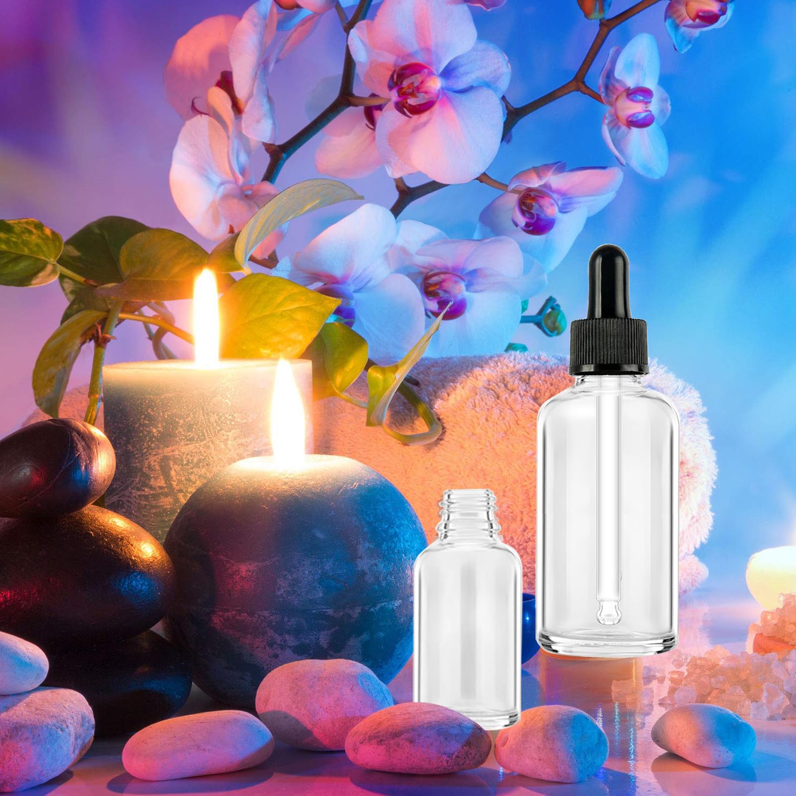 5 Pezzi Boccette Vetro Contagocce 50ml Blu - Con Pipetta, Siringa, Etichette, Per Oli Essenziali E Profumi - Foto 3