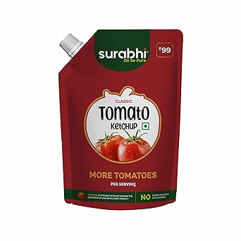 Surabhi Tomato Ketchup Classic 900g Pouch | Pack of 1 | More Tomatoes | Goodness of One Tomato in Just 3 Spoons - image, photos