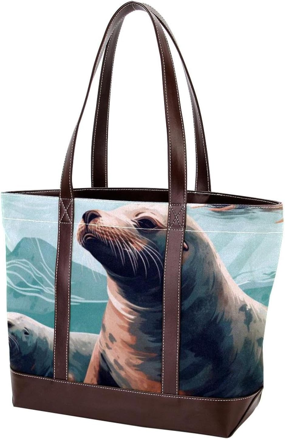 [YTYVAGT] 女性用財布、女性用トートバッグ、女性用ハンドバッグ,オーシャンアザラシアート動物イラスト