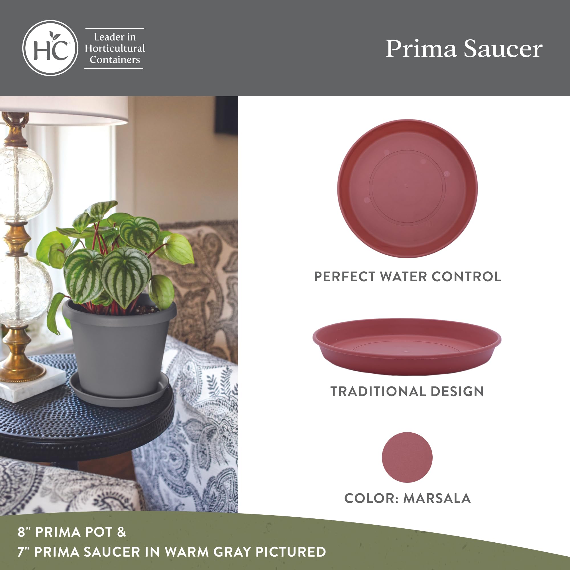 The HC Companies Runde Prima Blumentopf-Untersetzer – Kunststoff-Pflanzen-Untersetzer für den Innen- und Außenbereich – traditionelle Blumentopfschalen für Wasserablauf – langlebige Pflanzschale (53,3
