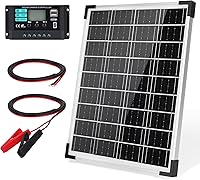 Vista 9 de Kit de panel solar 25W 12V Mantenedor de batería monocristalino con controlador de carga solar de 10 A y cable de extensión con clips de batería