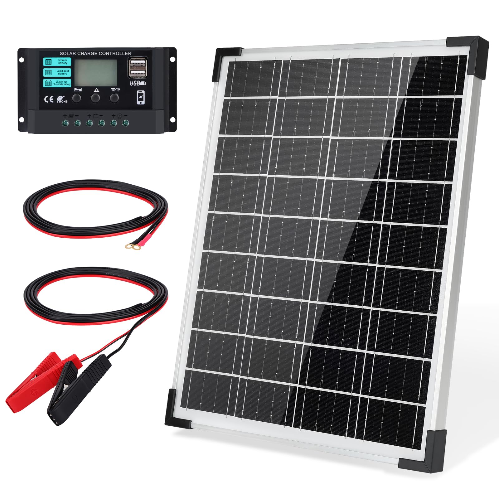 Panneau solaire 20W monocristallin pour éviter les pannes de batterie 12V