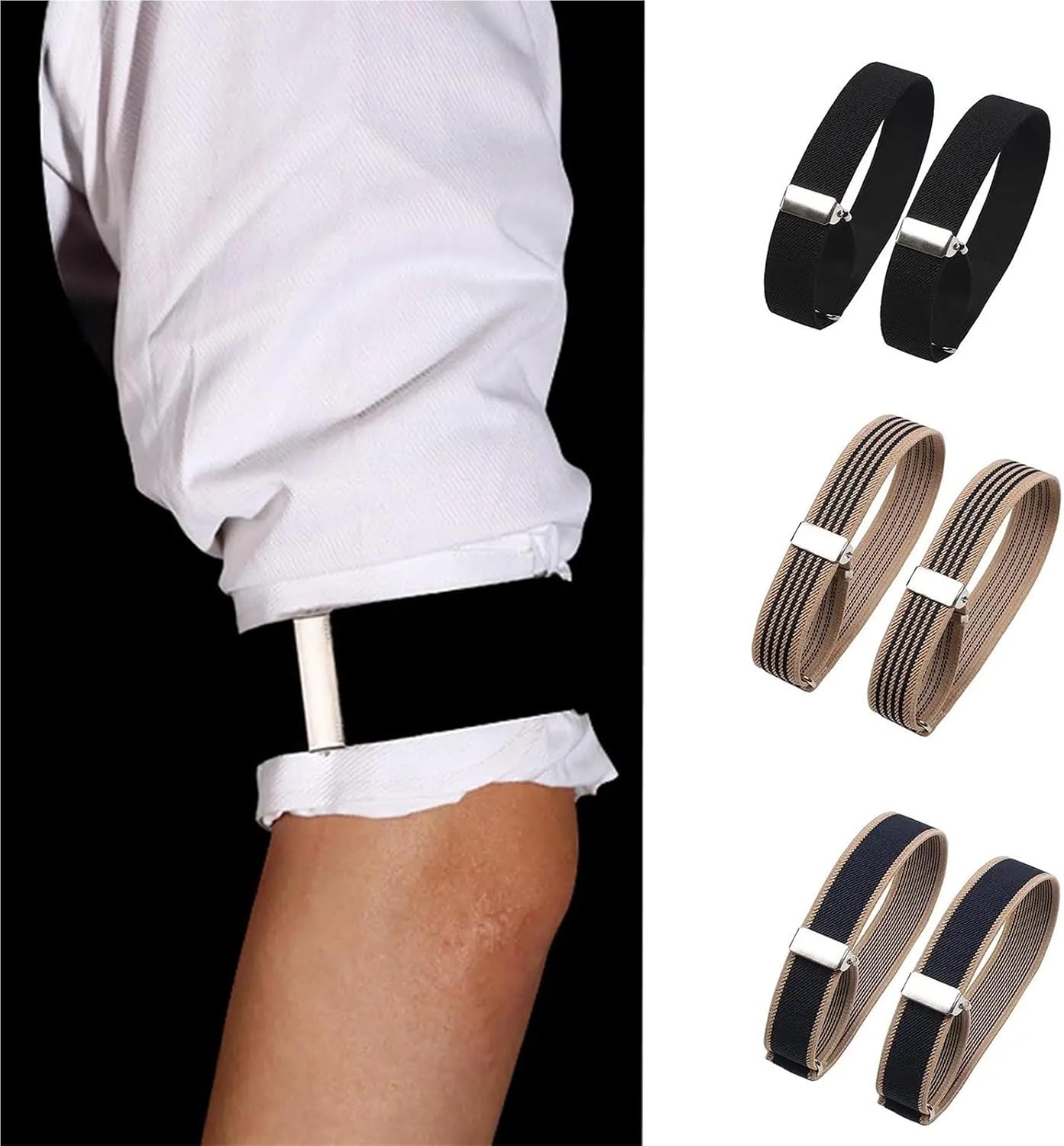 Sleeve Garters 5Pairs Elastic Armband Shirt Sleeve Holder Women Men Adjustable Mens Garters Holders Non-Slip Arm Cuffs Bands For Wedding(Blue)
