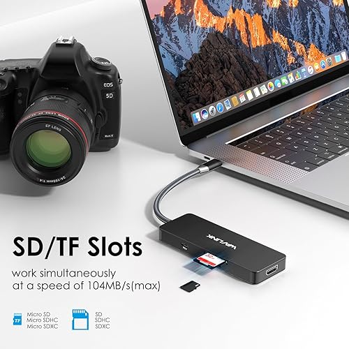 Miniatura 7 de WAVLINK Estación de acoplamiento USB C, adaptador USB C a HDMI con 4K HDMI, 100W PD, 3X USB3.1, lector de tarjetas SDTF, adaptador USB C Hub para