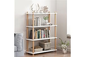 4-Tier iotxy Wooden Shelf Bookcase for Home and Office