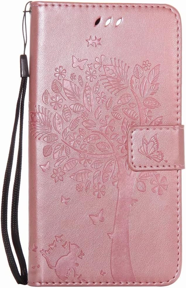 Yiizy Case Cover for LG Stylo 3 Plus Case, Tree Printing Design Premium Leather Flip Cover Wallet Bumper Slim Lightweight Protective Shell Pouch with Media Kickstand Card Slots (Rose Gold)