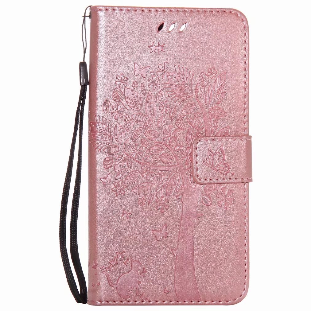 Yiizy Case Cover for LG Stylo 3 Plus Case, Tree Printing Design Premium Leather Flip Cover Wallet Bumper Slim Lightweight Protective Shell Pouch with Media Kickstand Card Slots (Rose Gold)
