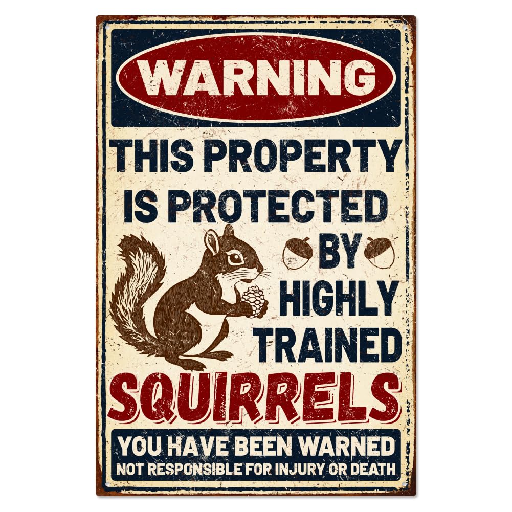 Cartel de metal de ardilla WADORN placa decorativa vintage para pared exterior de jardin