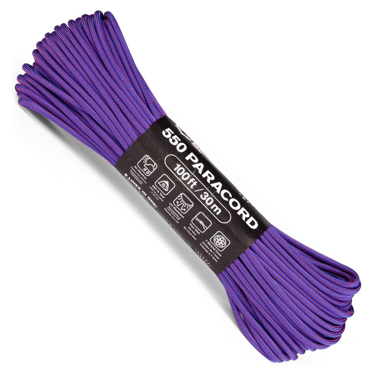 Atwood Rope MFGColor Changing 550 Paracord 100 Feet 7-Strand Core Nylon Parachute Cord Outside Survival Gear Made in USA | Lanyards, Bracelets, Handle Wraps, Keychain (Horizon)