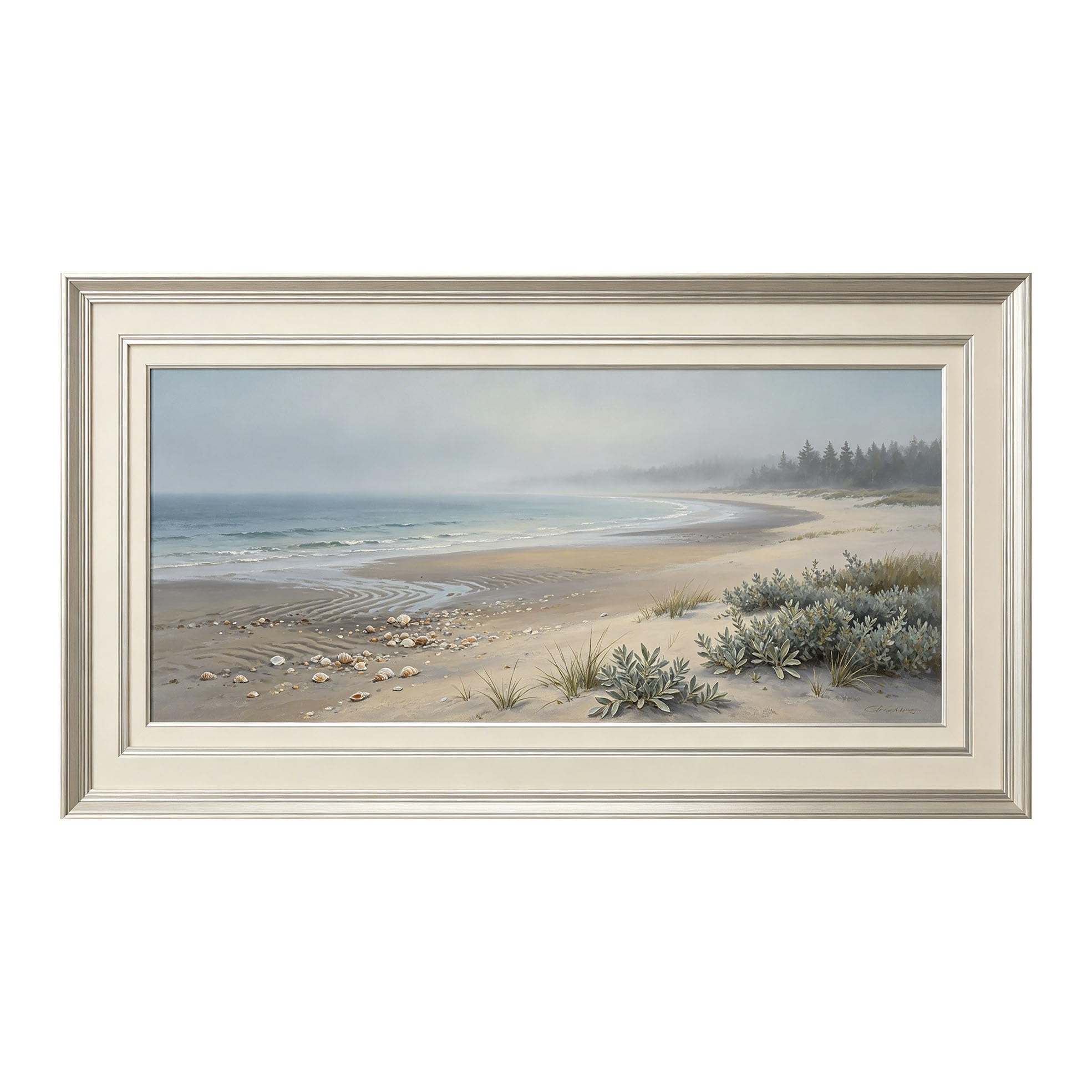 Yzpallescene 3D Framed Wall Art 50cm×100cm Coastal Seascape Impressionist Panoramic Large Size SelfAdhesive Removable Wall Decor Prints Artwork for Living Room Bedroom Office