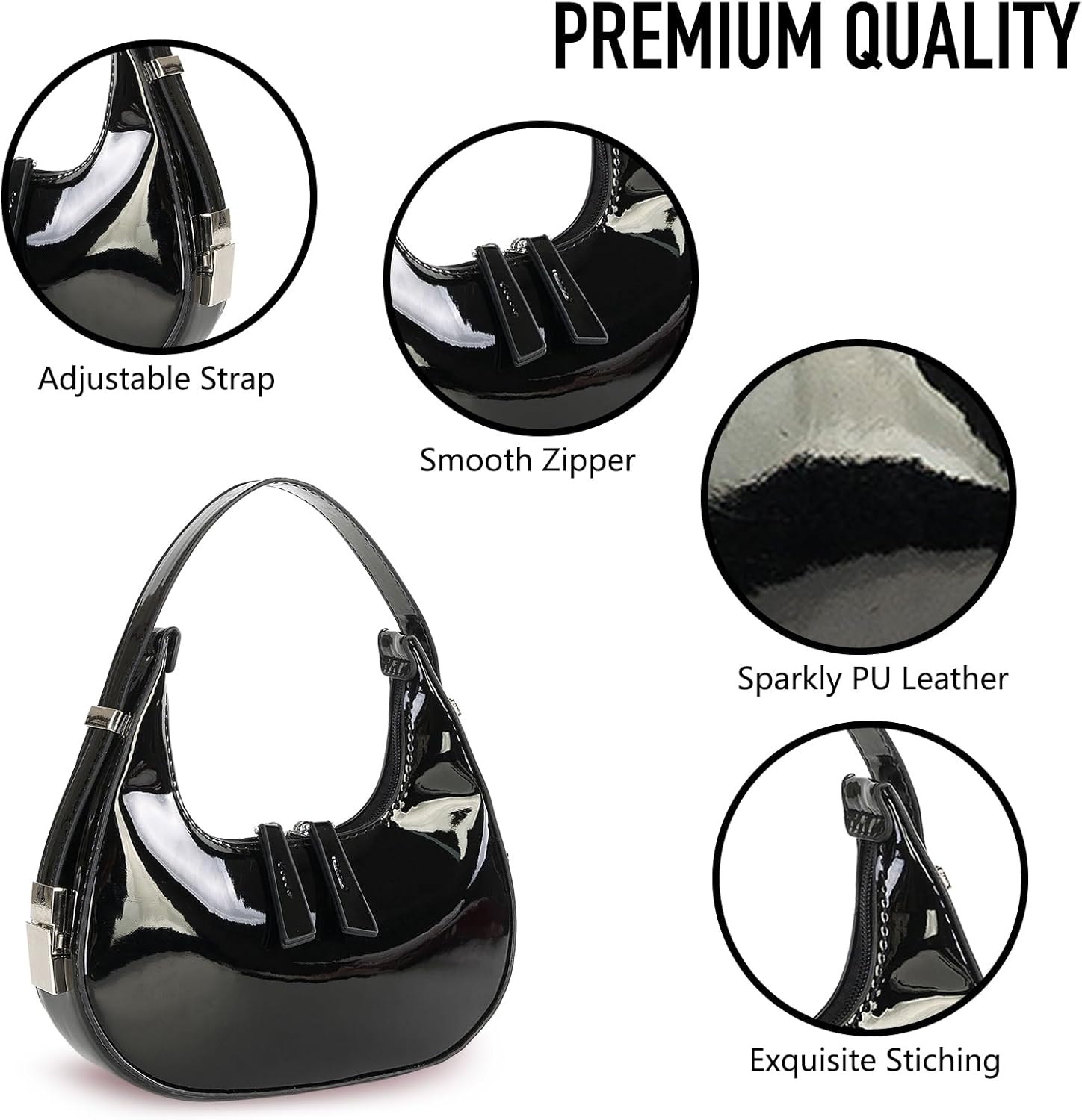 Women's Crescent Shoulder Bags - Small Red Purse Y2k Top Handle Hobo Shoulder Underarm Handbags Clutch bag - Image 5