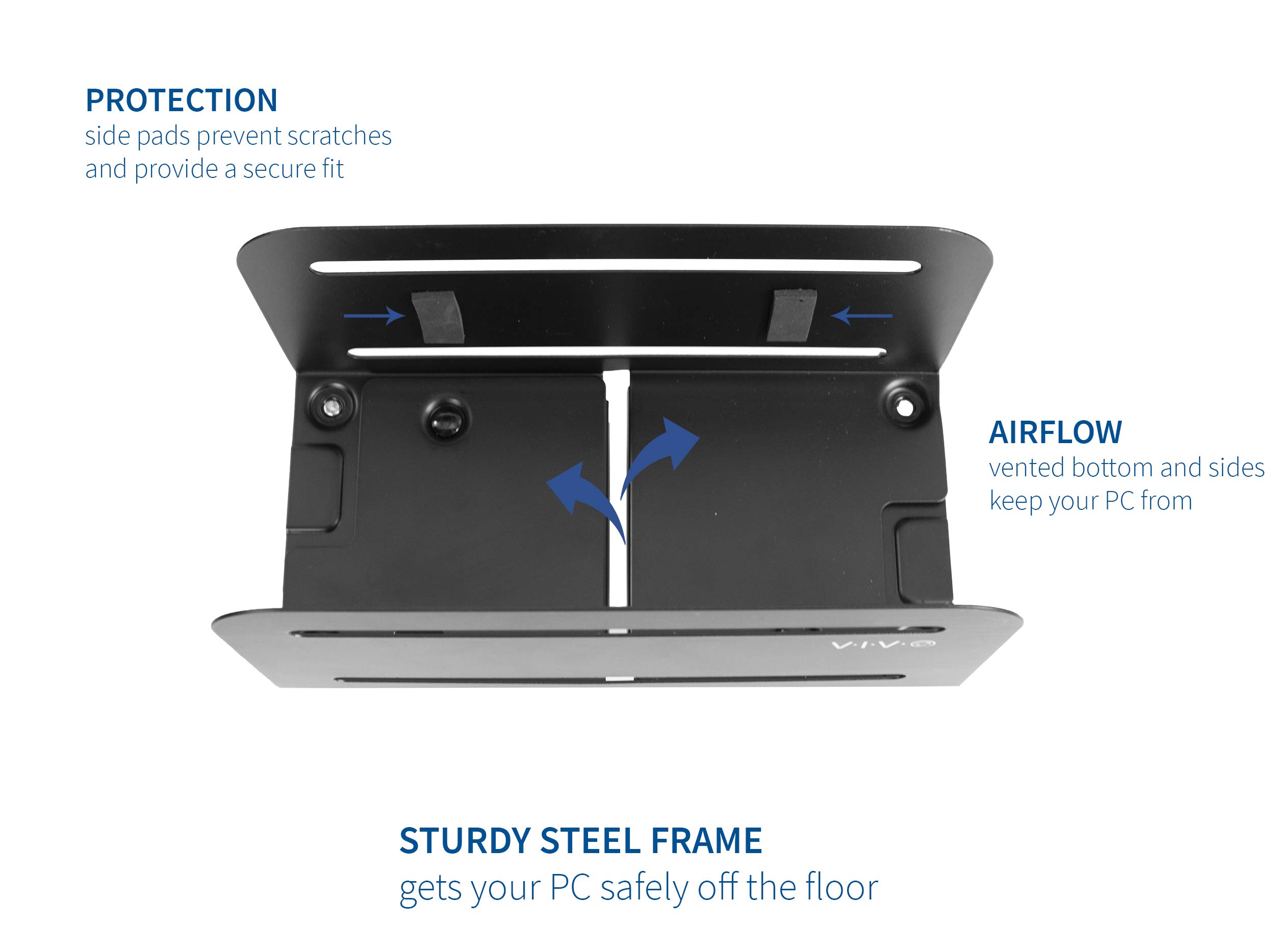 VIVO Mobiler PC-Wagen mit Stauraum, 2-stöckiges Regal, CPU-Halterung, passend für übergroße Gaming-PCs, Drucker, Gaming-Systeme und mehr, Computer -Tower-Bodenständer mit Rädern, schwarz, CART-PC03