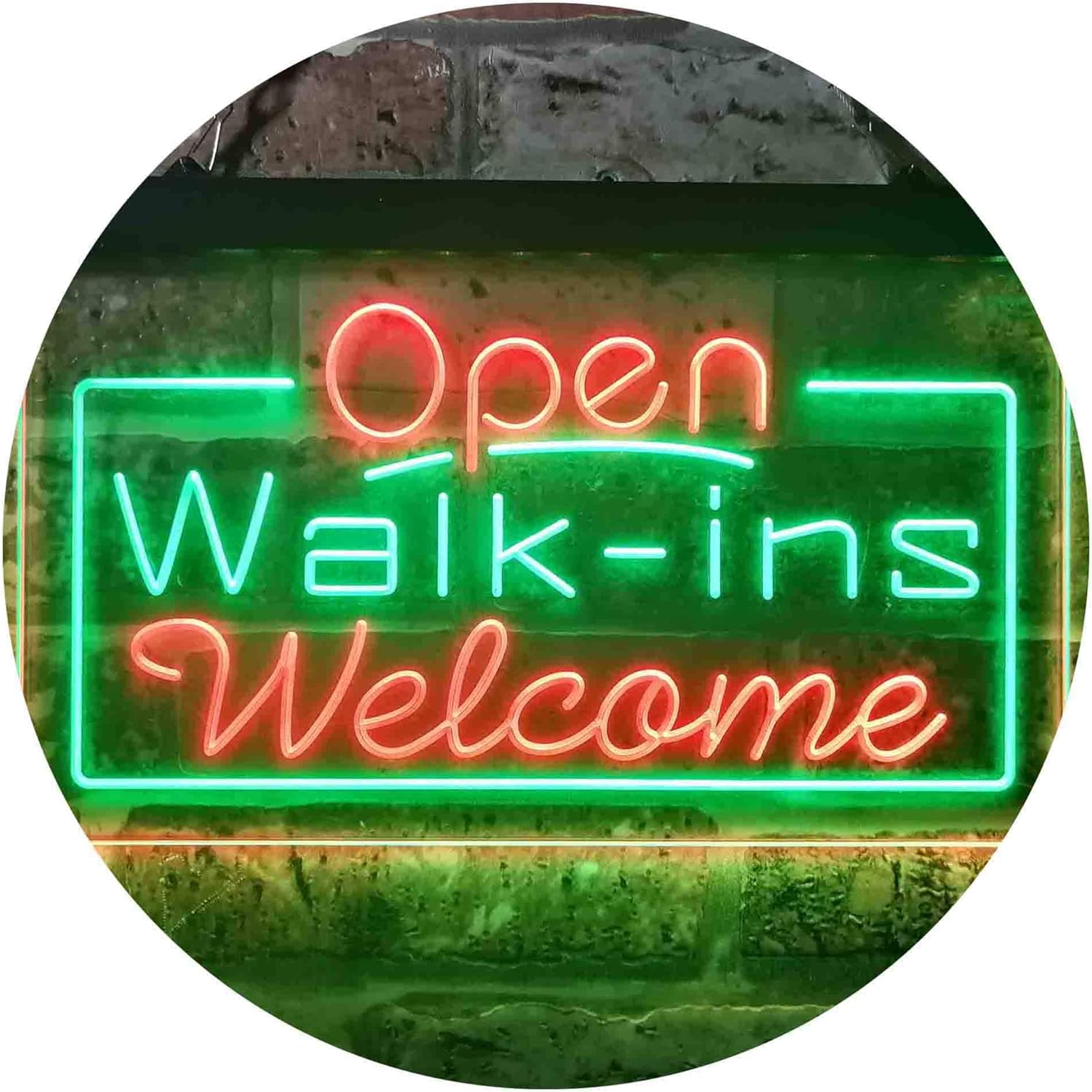 ADVPRO Open Walk-ins Welcome Dual Color LED Neon Sign Green & Red 24 x 16 Inches st6s64-i3929-gr