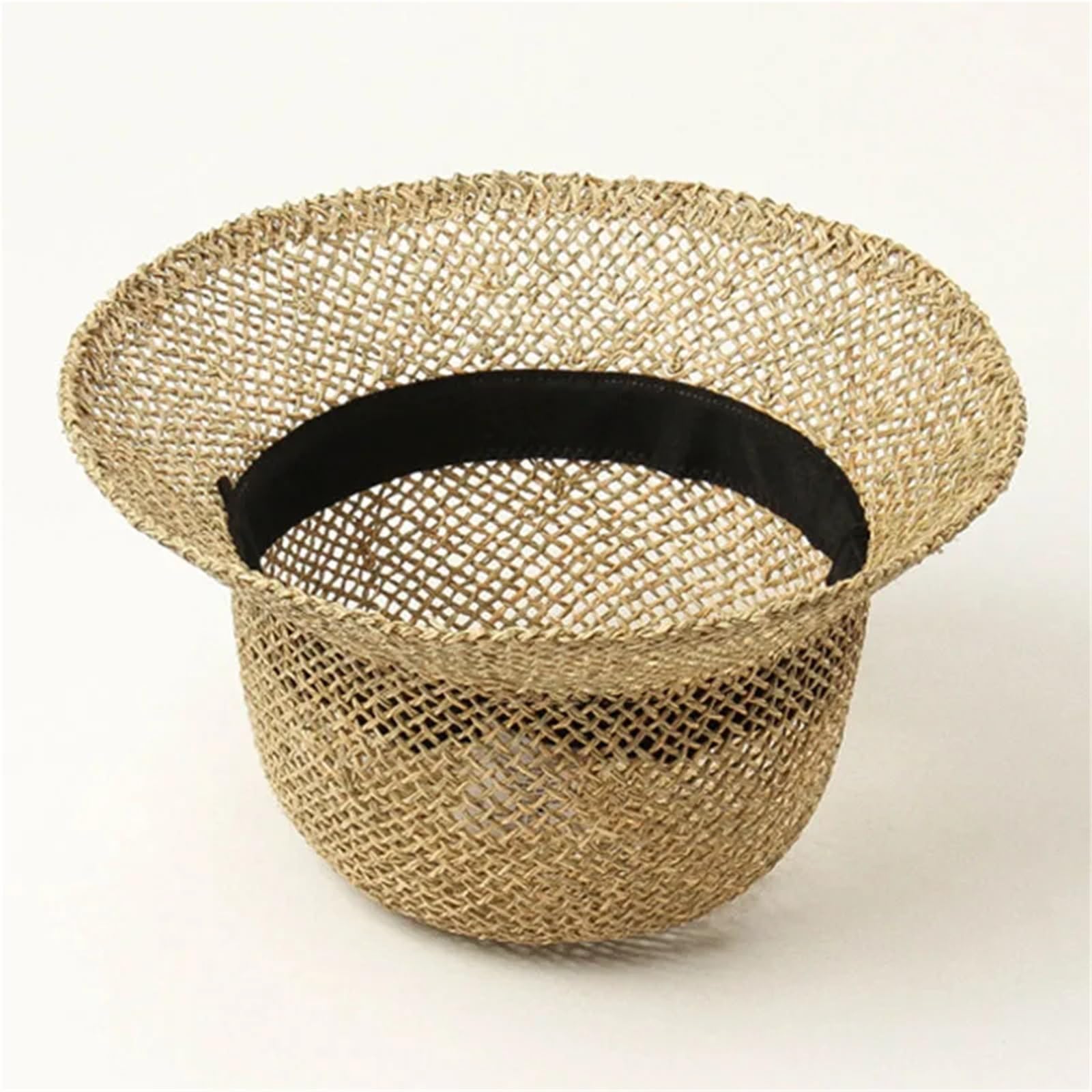 Generico Cappello da Donna Cloche Cappello da Sole Seagrass Beach Paglia da Viaggio Cappello Estivo a Tesa Corta