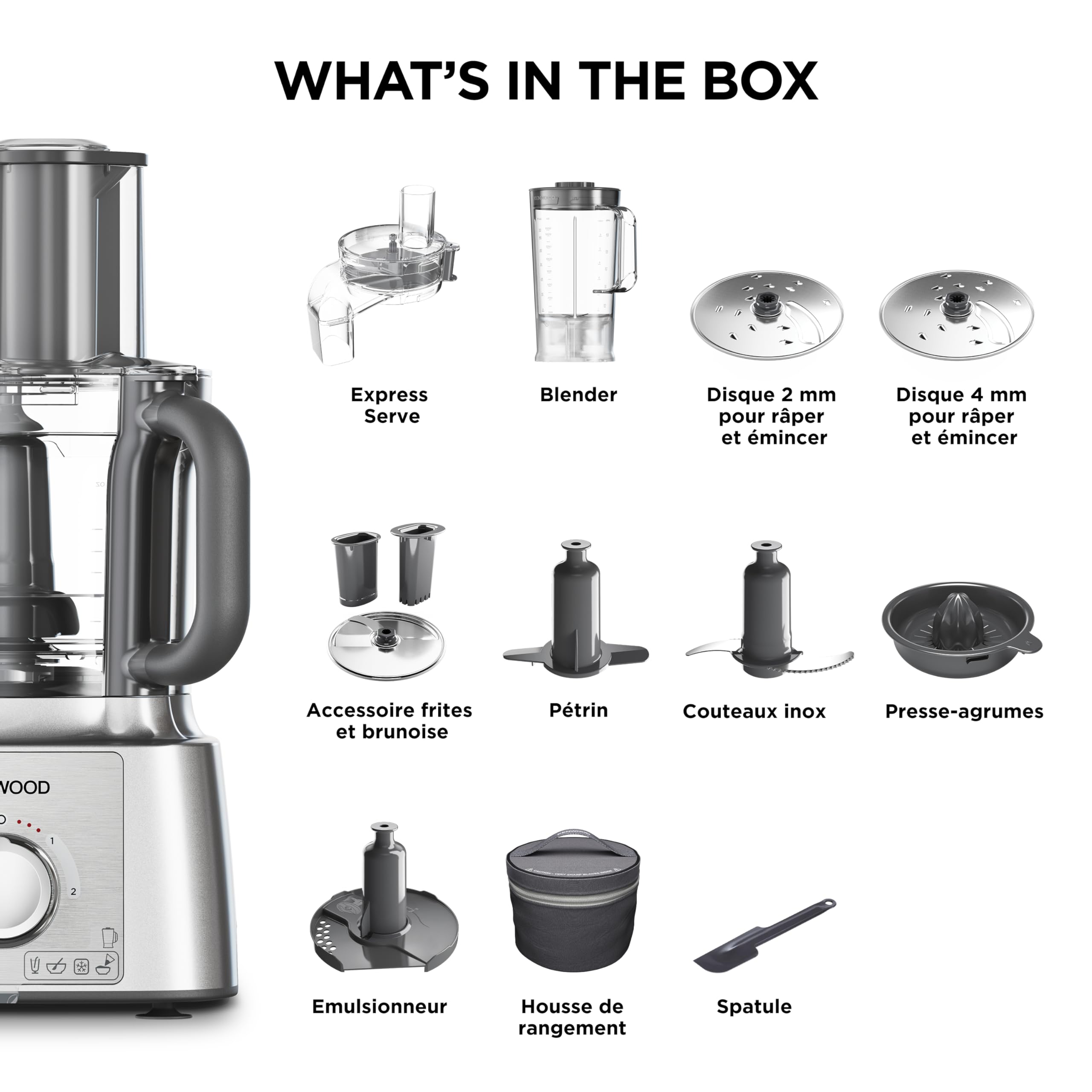 Kenwood MultiPro Express FDP65.820SI, Robot de Cuisine Multifonction avec Large Gamme d'Accessoires, Bol d'une Capacité de 3 L, 2 Vitesses Plus Pulse, 1000W, Argent