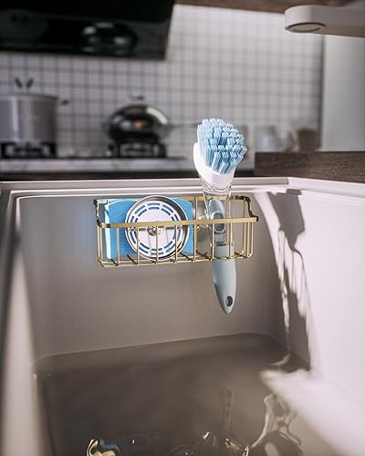 Miniatura 7 de Consumest Soporte de esponja para fregadero, soporte de esponja en forma de escalera para fregadero de cocina con 2 formas de instalación (tazas de