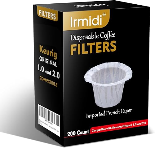 Filtros de café de papel desechables de 200 unidades, filtro de café compatible con cafeteras Keurig de una sola porción 1.0 y 2.0, se adapta a