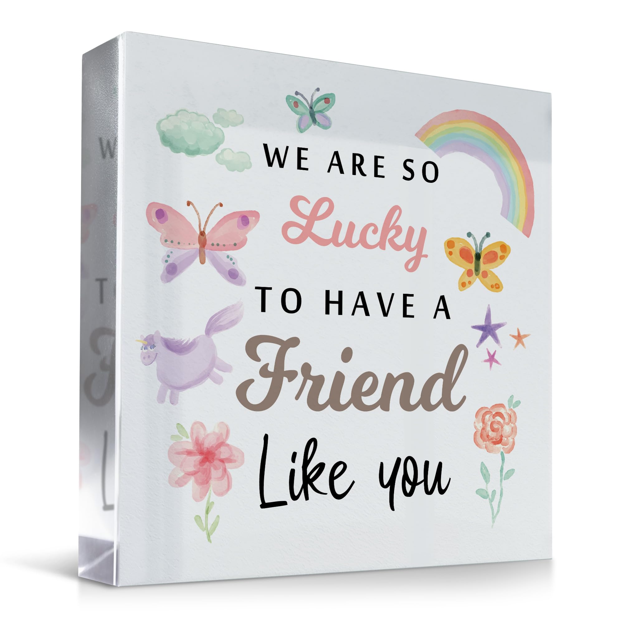 Red Ocean for Best Friend For Birthday Christmas So Lucky To Have You Friend Acrylic Plaque Adorable Friendship Presents From Bestie BFF Thank You Keepsake