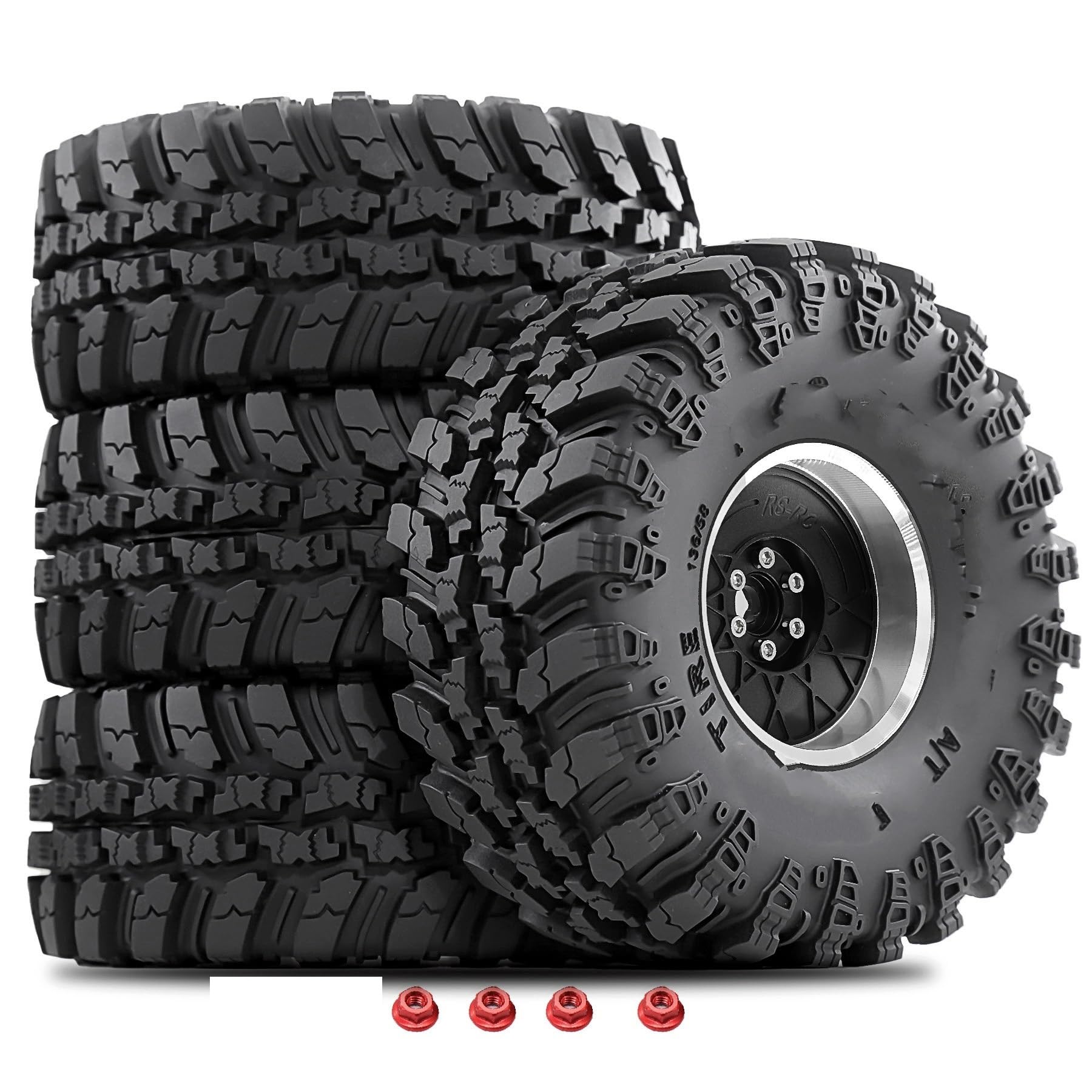 RC Pneus Jante Compatible avec Axial pour Capra pour Wraith pour Traxxas pour TRX4 Gen8 pour Everest Pneus Mud Slingers 2.2 ; Jantes Beadlock 2.2 ; Hexagones De 12 Mm
