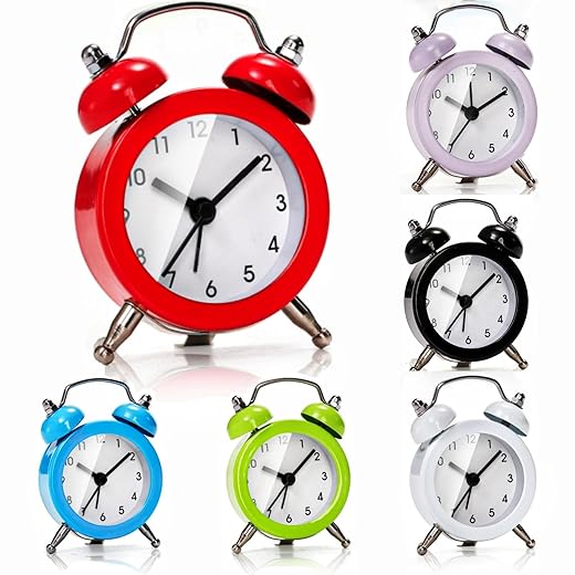 Noamus 6 Pcs Mini Twin Bell Alarm Clock, 2 Inch Loud Alarm, Small Cute Analog Alarm Clock, Vintage 2