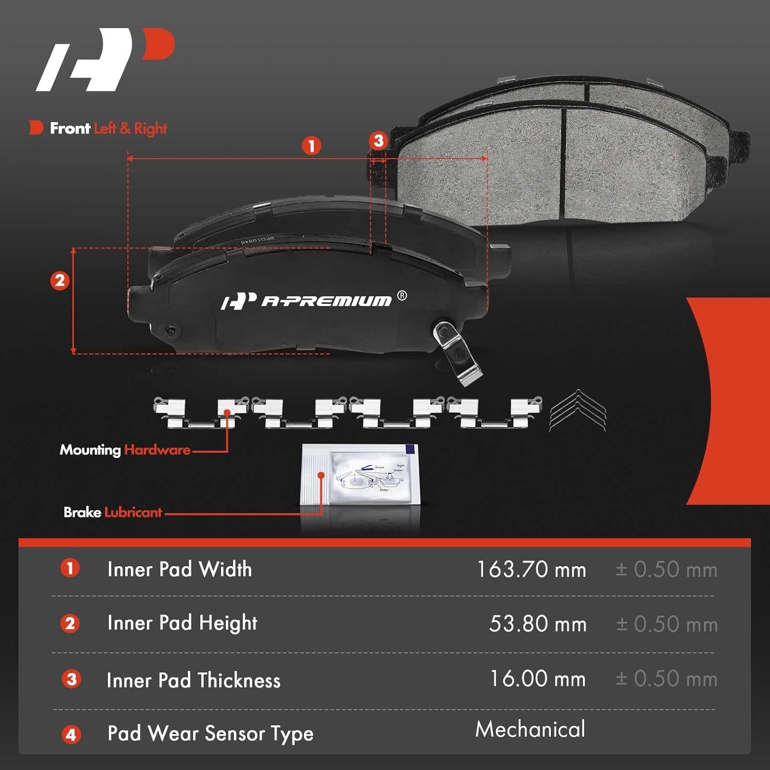 A-Premium Front Ceramic Brake Pads Set Compatible with Nissan and Suzuki Models - Frontier 2005-2019, Pathfinder 2005-2012, Xterra 2005-2015, Equator 2009-2012, with Hardware, 4-Pack