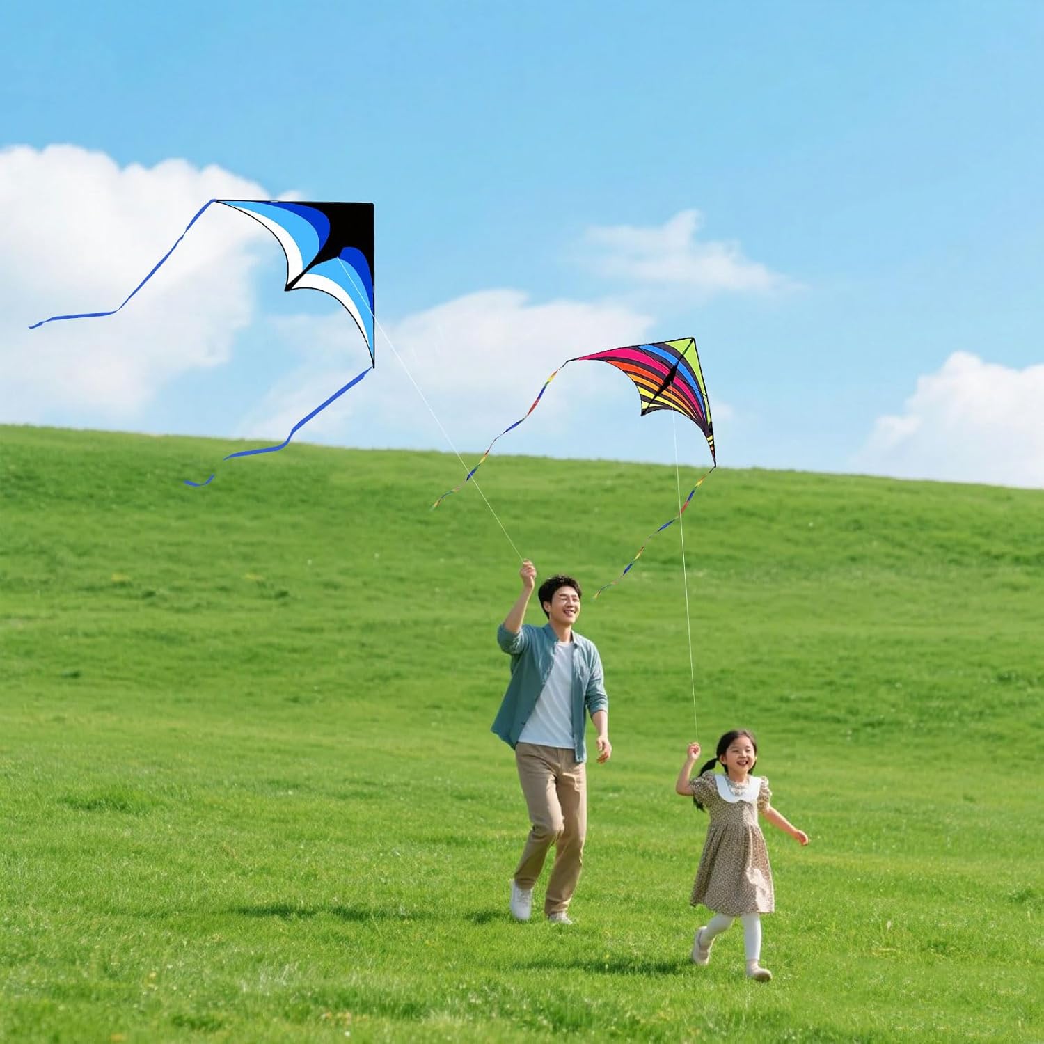 Mint's Colorful Life Delta Kite for Kids & Adults, Extremely Easy to Fly Kite for Beach Trip, Best Kites for Beginners, 300ft String Handle Included