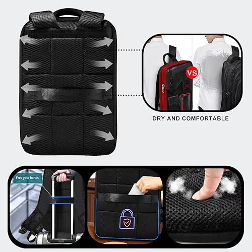 Miniatura 5 de ZINZ Mochila para laptop de 15, 15.6 y 16 pulgadas, mochila expandible para computadora con múltiples bolsillos, antirrobo, mochila de viaje para