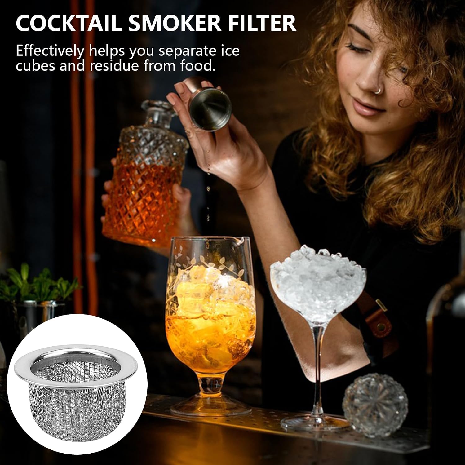 12Pcs Cocktail Smoker Screen Filter Bowl, 1.3" Mesh Strainers, Double Stainless Steel Screen Filters for Bourbon Whiskey Smoker