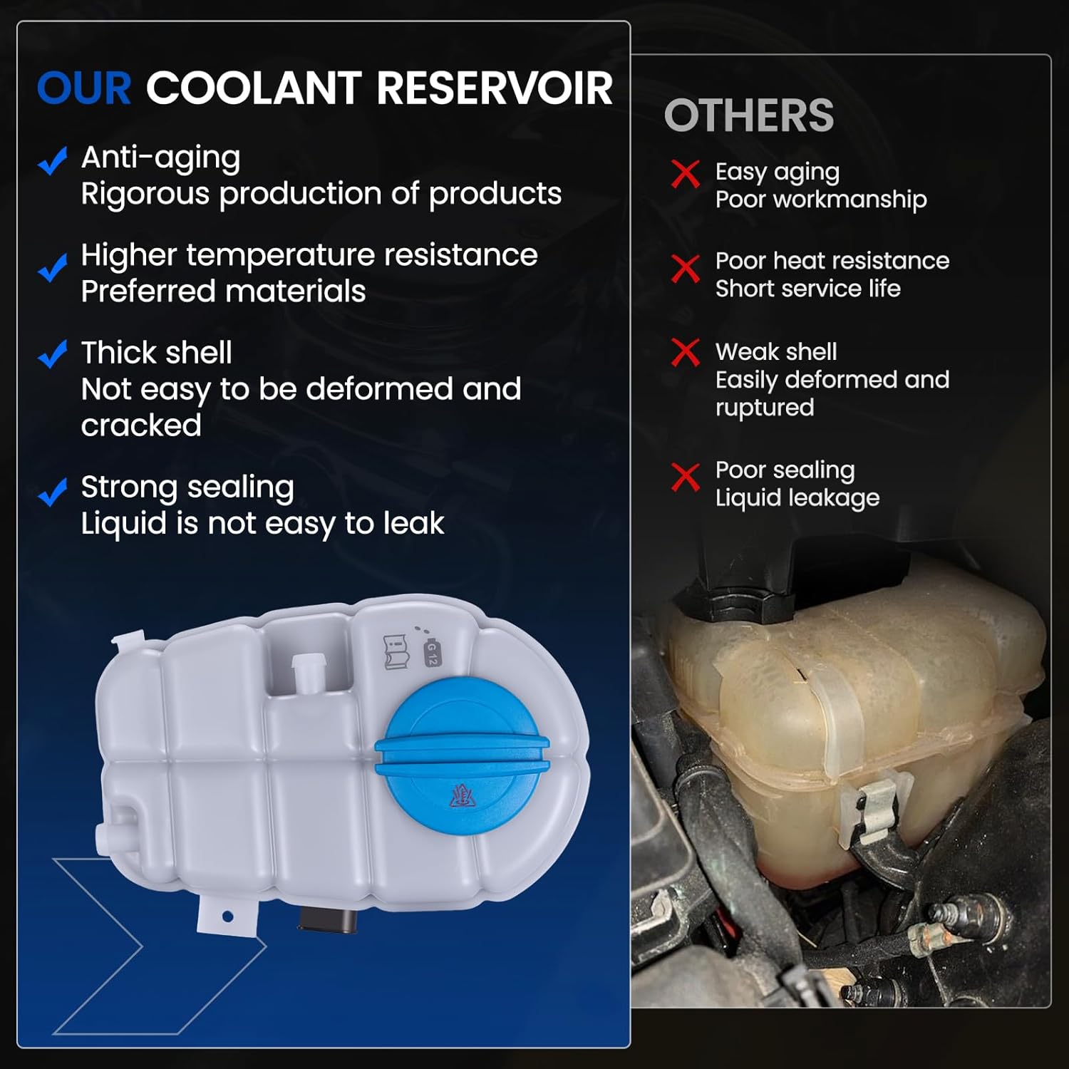 Engine Coolant Reservoir Tank 4G0121403G Compatible with Audi A6, A6 Quattro, A7 Quattro, 2012-2018 & RS7 2014-2018 & S6 S7 2013-2018 2.0L 3.0L 4.0L Replace V10-8562 4G0121403AC 4G0121403D