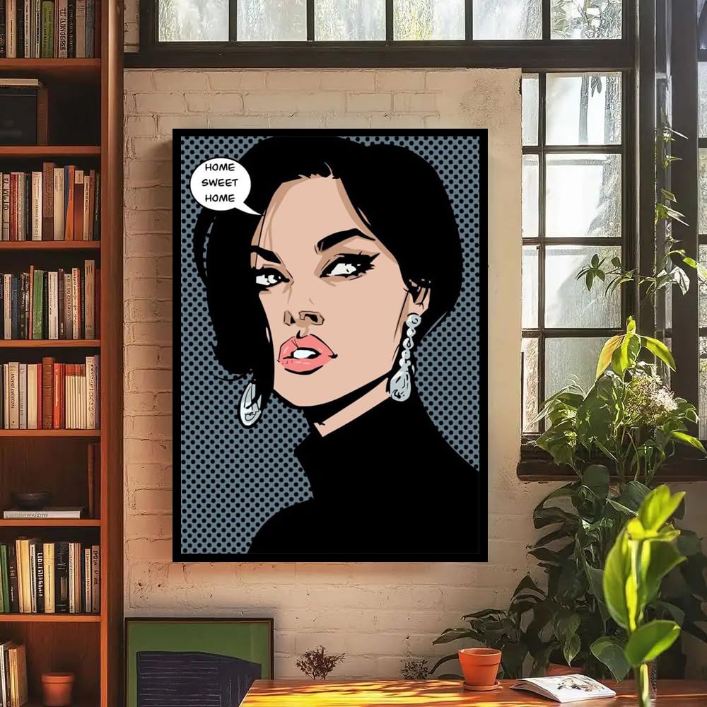 SGFGAD FHYWQ Roy Lichtenstein Poster Moderne Wandkunst Bild《Cool Girl》von Roy Lichtenstein Drucke Figurfarbe Leinwand Gemälde für Wohnkultur 50x70 cm Ungerahmt