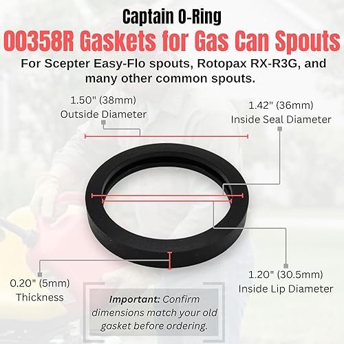 Miniatura 3 de Paquete de 6 sellos de juntas de boquilla de gasolina – Sellos de goma de repuesto para gasolina/jarra de combustible