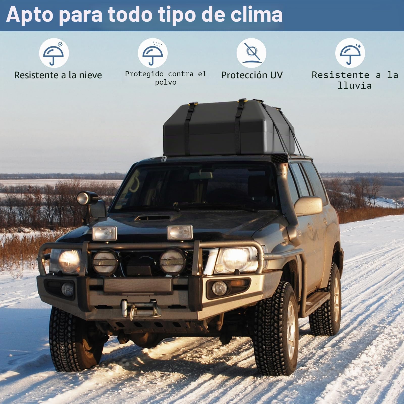 GOPLUS Cofre de techo para coche de 400 L, impermeable, para coche con/sin portaequipajes, con alfombrilla antideslizante y 6 ganchos para puerta, caja de almacenamiento para viajes y transporte de